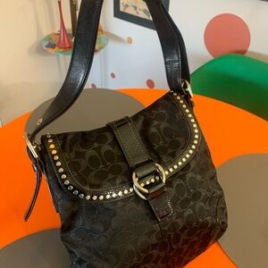 Coach Black Shoulder Bag with Studded Accents Vintage in excellent condition
